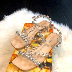 Jeffrey Campbell clear rhinestone flats size 8